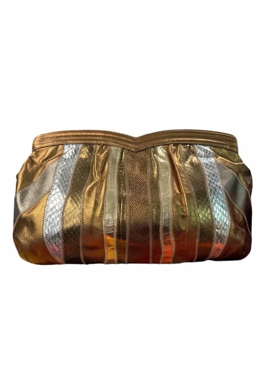 VENETTO By Ami Kahn VINTAGE 80s Snakeskin & Leather Gold/Silver/Bronze Two-Way - Picture 3 of 8